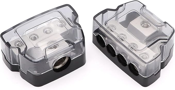 4 Way Power Distribution Block 1x 0/2/4 Gauge in 4X 4/8/10 Gauge Out Nickel - Image 6