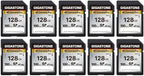 GIGASTONE 128GB SD Card 10-Pack, 4K Camera Pro, A1 V30 SDXC Memory Card 4K UHD by Gigastone