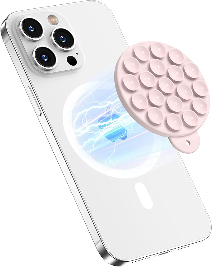 Magnetic Suction Cup Mount for MagSafe Case, Silicone Hands-Free Grip Holder by HSAOHD