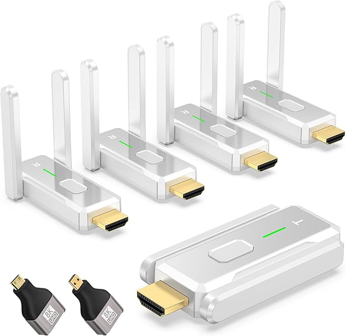 Wireless HDMI Transmitter and 4 Receivers 500FT/150M, 2.4G+5G Plug & Play by Elalight