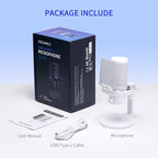 FEELWORLD VM1 White Gaming PC USB Microphone Condenser Mic - Image 7