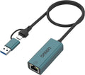 USB-A and USB-C to Ethernet Adapter, Driver Free RJ45 to USB C or USB A by ONTEN