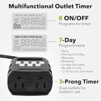 BN-LINK 7 Day Outdoor Heavy Duty Digital Programmable Timer, Dual Outlet - Image 2