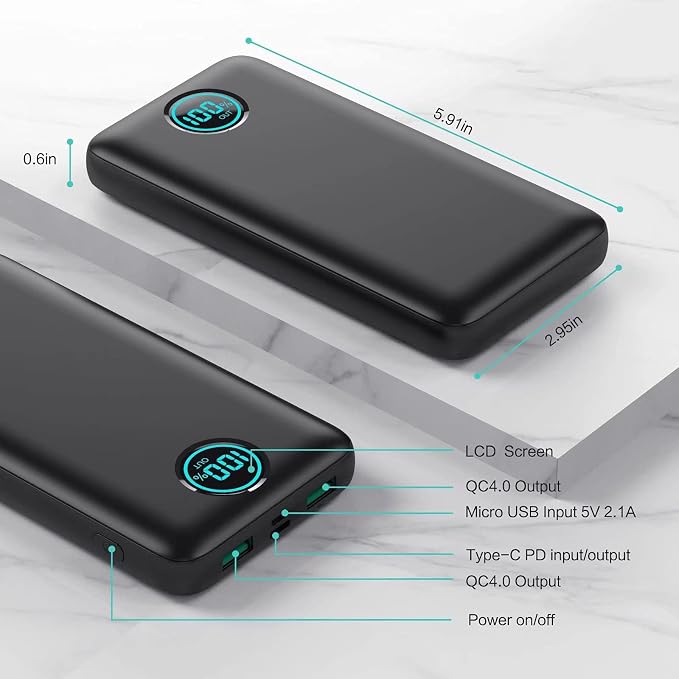 Portable Charger Power Bank 30, 800mAh LCD Display Power Bank, 25W PD Fast - Image 2