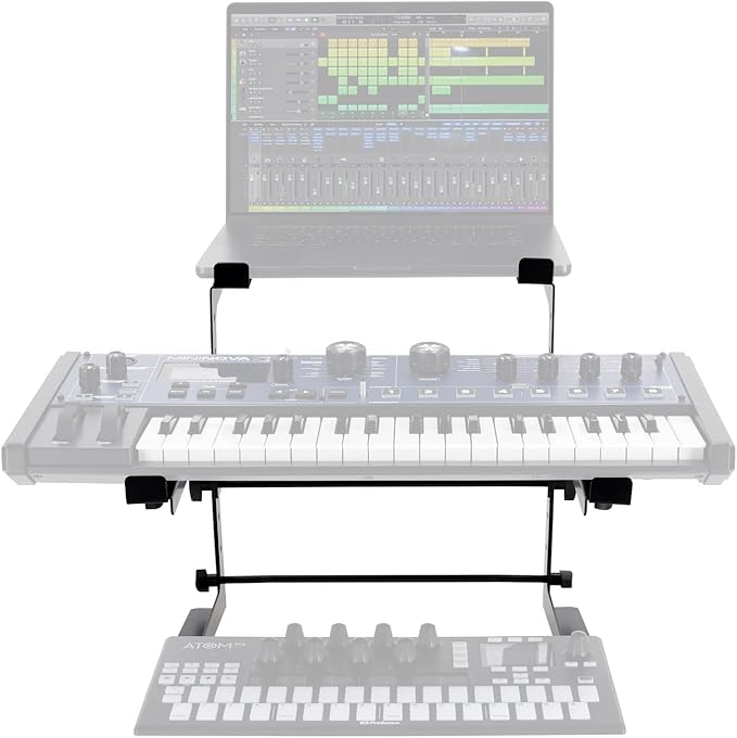 Rockville Rock2d2 Adjustable Dual Shelf DJ Controller Midi Keyboard Laptop Stand - Image 5