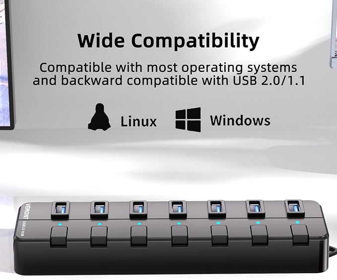 VEMONT 7-Port USB 3.0 Hub Suitable - Image 6