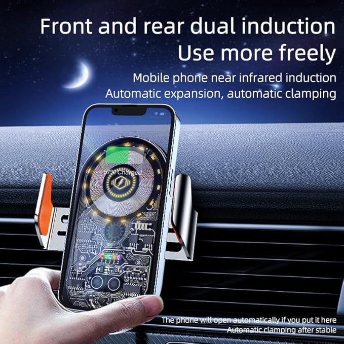 Car Phone Holder, Wireless Car Charger Air Vent Auto-Clamp Cell Phone Car Mount - Image 6