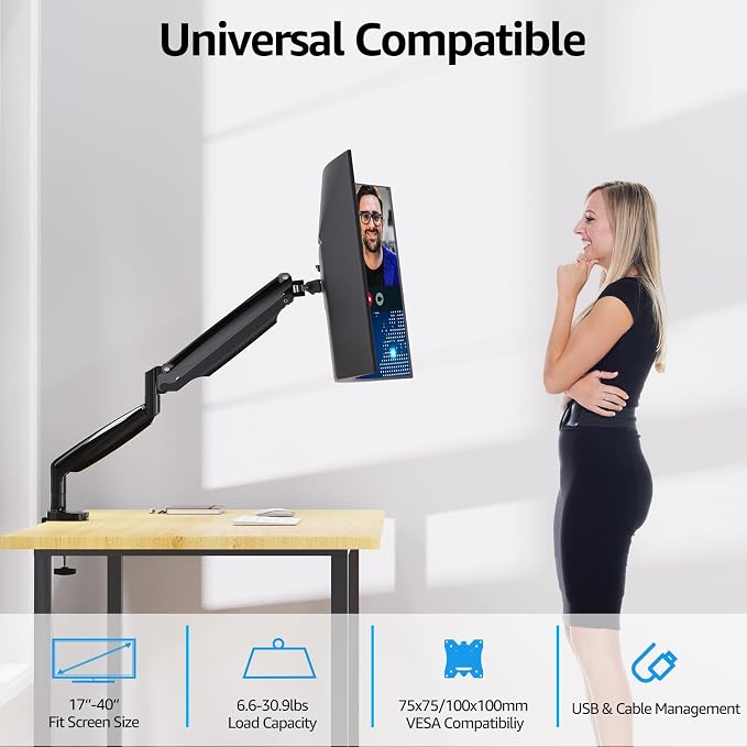 MOUNTUP Ultrawide Monitor Arm for Max 40 Inch Screen, Heavy Duty Monitor Desk - Image 3