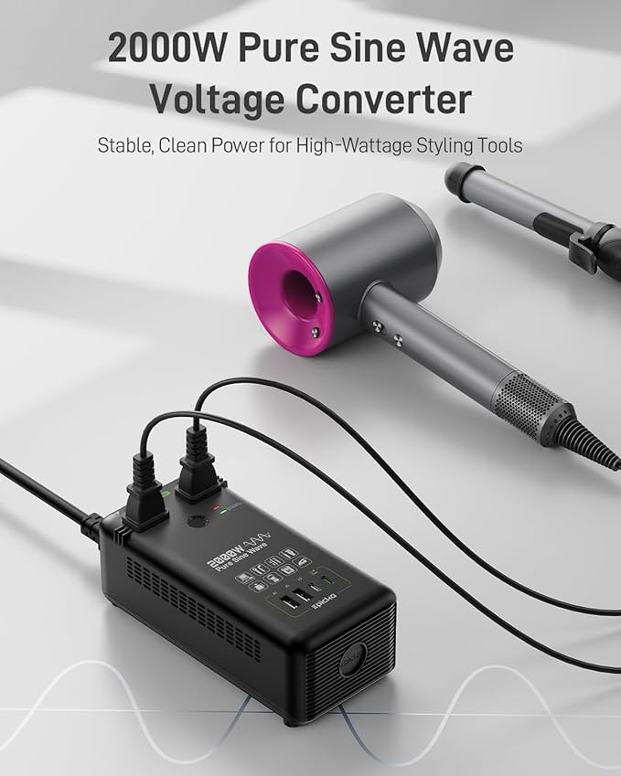 EPICKA 2000W Pure Sine Wave Voltage Converter, 220V to 110V Power Transformer - Image 2