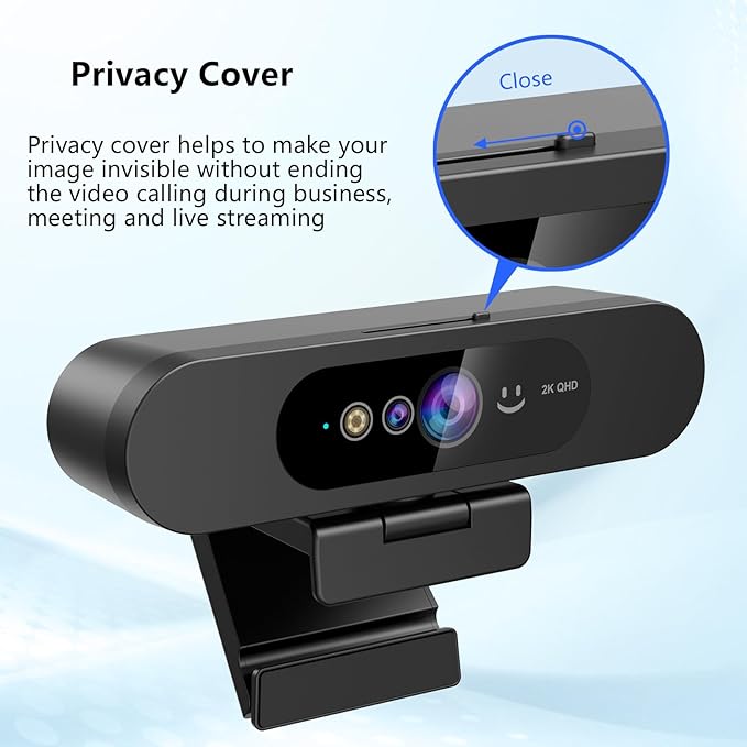 2K QHD Webcam with Windows Hello Facial Recognition, 4MP Computer Camera with - Image 6