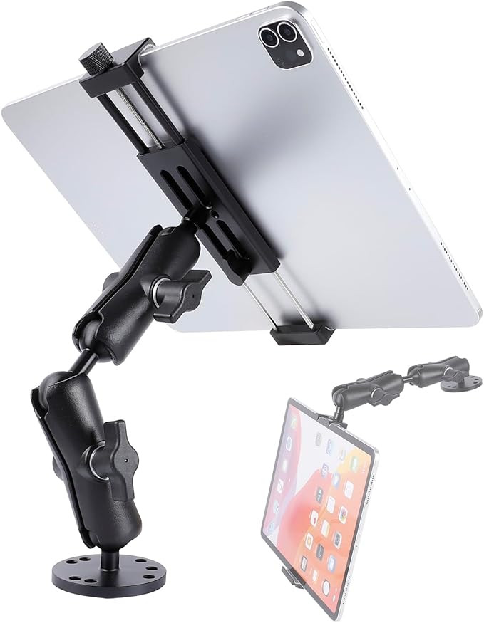 All-Aluminum Heavy Duty Drill Base Tablet Holder Mount by Leenconghui