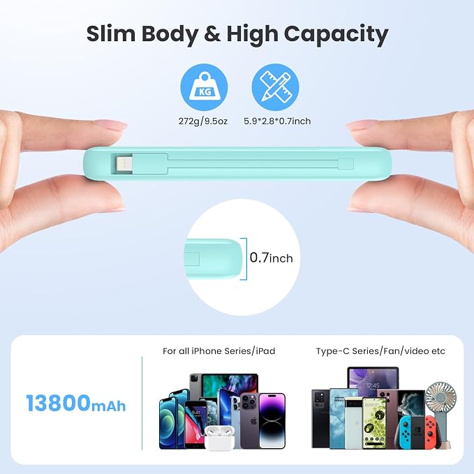 Portable Charger 13800mAh Slim USB C Power Bank - Image 3