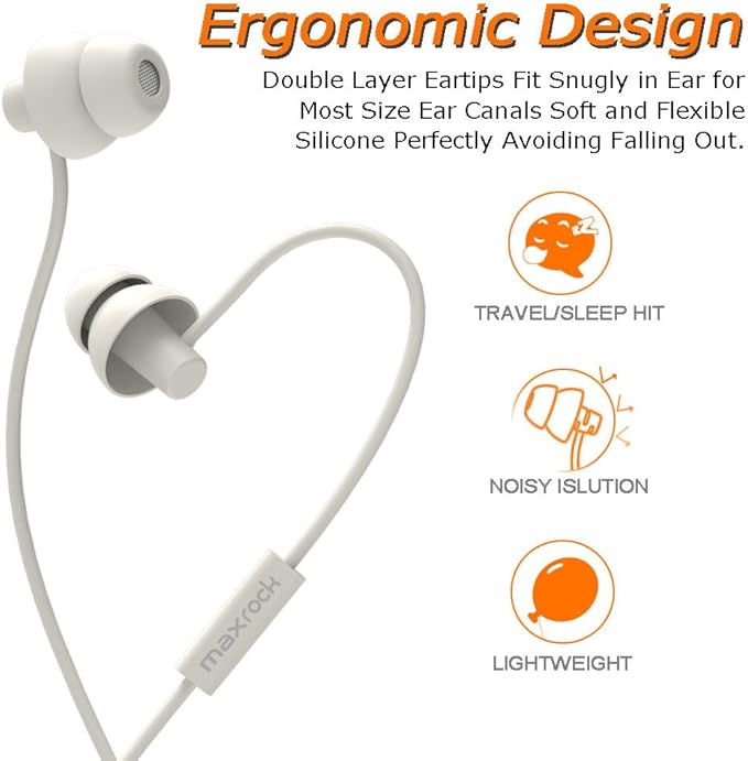 MAXROCK Sleeping Headphones, in-Ear Soundproof Earplug Soft Earbuds - Image 2