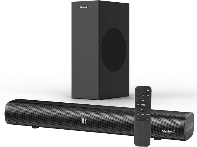Sound Bars for TV with Subwoofer 2.1 CH 120W Soundbar for TV, for PC, Surround by Mufoli