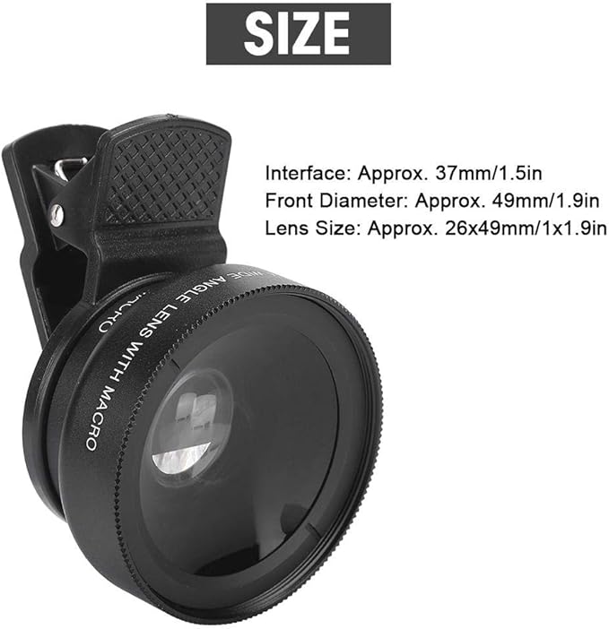 Cell Phone Lens Attachment, 2 in 1 Clip-on Mobile Phone 0.45X Wide Angle + - Image 5
