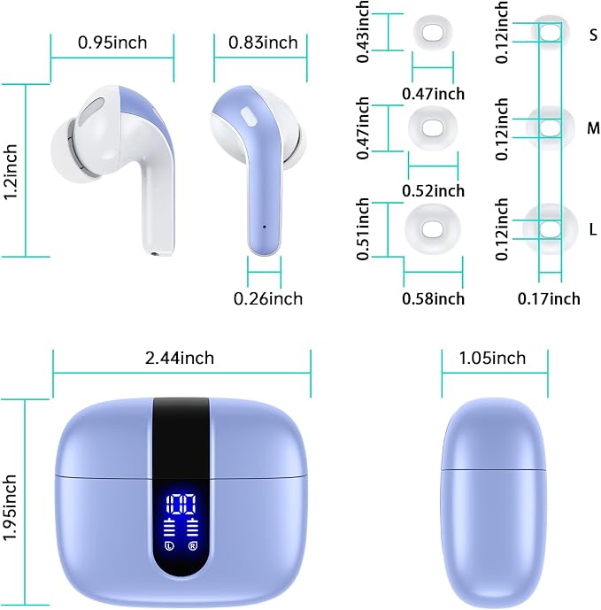 TAGRY Bluetooth Headphones True Wireless Earbuds 60H Playback LED Power Display - Image 8