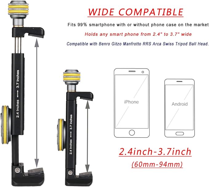 Phone Mount for Tripod, Smartphone Tripod Adapter for iPhone Samsung Cell Phone - Image 2
