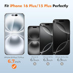 UNBREAKcable Screen Protector for iPhone 16 Plus/15 Plus Full Coverage Double - Image 2