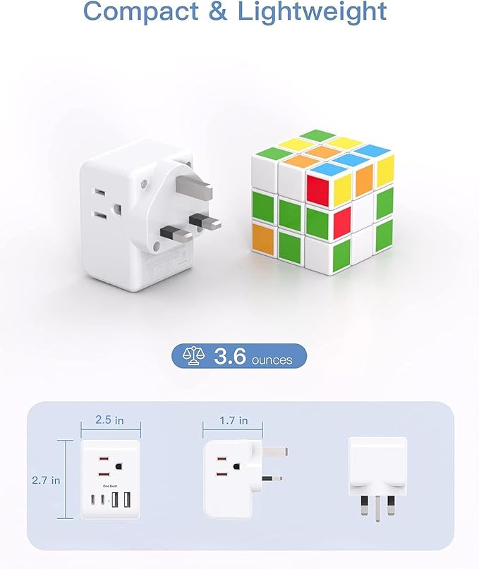 2 Pack US to UK Ireland Travel Plug Adapter, Type G Power Plug Adapter - Image 5