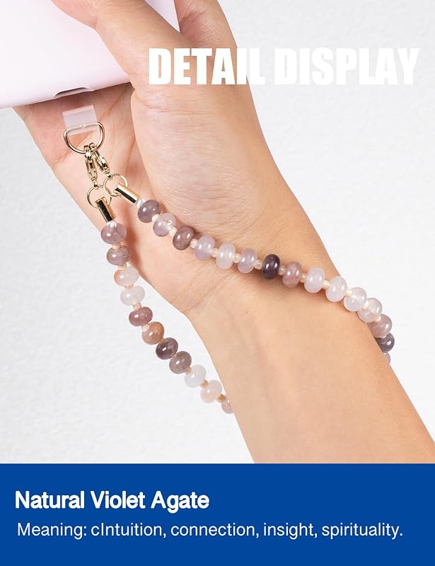 Handmade Natural Purple Gradient Gemstone Crystal Beaded Charm Cell Phone - Image 2
