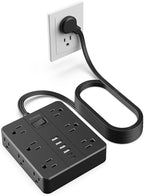 Power Strip Surge Protector, Flat Extension Cord Indoor 20 Feet, HUNIAN 12 by HUNIAN