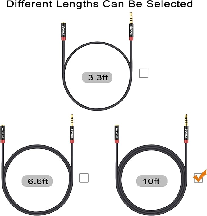 Devinal 3.5mm TRRS Headphone Extension Cable, 1/8" inch Female 4-Pole to Male - Image 2