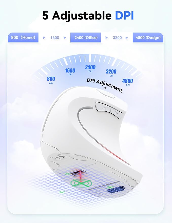 TECKNET Ergonomic Mouse, 4800 DPI Wireless Vertical Mouse - Image 3