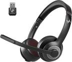 Wireless Headset with AI Noise Cancelling Microphone Bluetooth Headset by JIAMQISHI