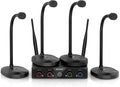 4-Channel Wireless Conference Microphone System, UHF Compact Cordless Mic Set by MELONARE