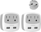 TESSAN European Travel Plug Adapter 2 Pack, US to Europe Power Adaptor by TESSAN