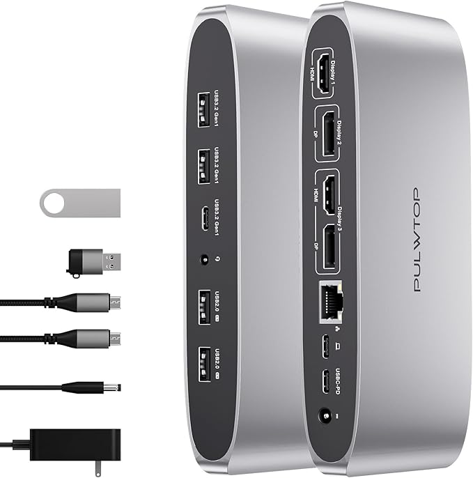 Displaylink Docking Station, Triple Display DisplayLink Dock by PULWTOP