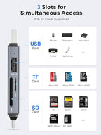 Dockteck SD Card Reader, 5G Super Speed USB3.0 SD/TF Card Reader, 3-Slot USB - Image 4