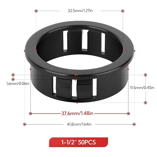 50PCS 1-1/2" Black Cable Snap Bushing Grommet, Snap in Cord Bushing Protect - Image 5