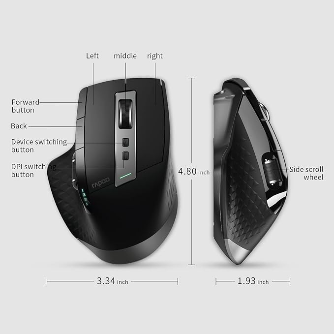Rapoo Bluetooth Wireless Mouse, 4 Adjustable DPI Rechargeable, Laser Mouse - Image 6