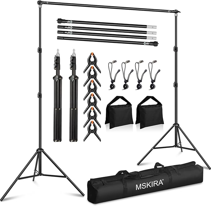 10 x 6.9 Ft Photo Backdrop Support Stand, MSKIRA Adjustable Background Stand by MSKIRA