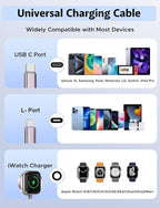 Short 8inch 3 in 2 USB C Cable for Apple Watch Charger iPhone Charger USB C - Image 3