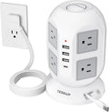 Tower Power Strip Surge Protector 10 Ft, TESSAN Flat Plug Extension Cord by TESSAN