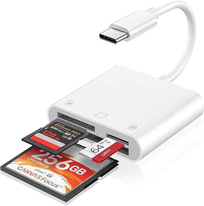 USB C SD Card Reader for iPhone 16/15/iPad/Mac, 3 in 1 USBC Memory Card Reader by MTIQHS