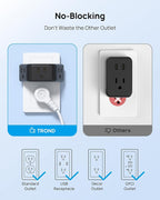 TROND 2 Pack Multi Plug Wall Outlet, 3 Way Angled Wall Outlet Extender - Image 4