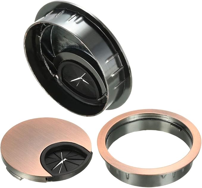 uxcell Cable Hole Cover, 2.1Inch/53mm Zinc Alloy Desk Wire Cord Cable Grommets - Image 3