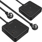 Ultra Flat Plug Surge Protector Power Strip 10 ft Cord, Long Power Strip by iEcopower