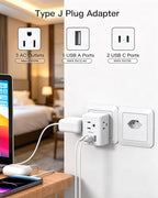 2 Pack Switzerland Travel Plug Adapter, Type J Power Adapter Works in - Image 4