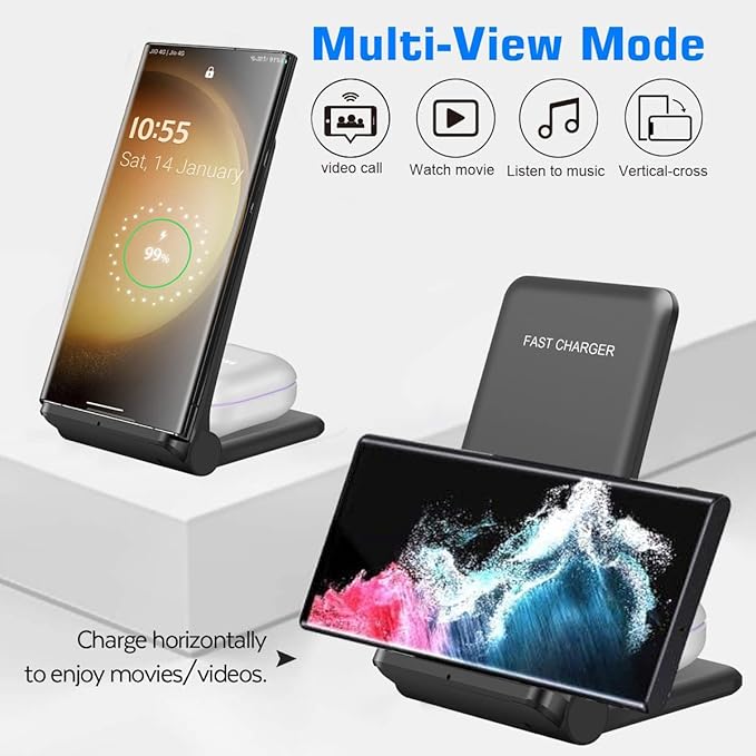 2 in 1 Wireless Charger, Foldable 20W Fast Wireless Charging Stand Compatible - Image 4