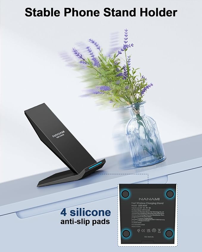 Fast Wireless Charger, NANAMI 15W Qi Certified Wireless Charging Stand - Image 6