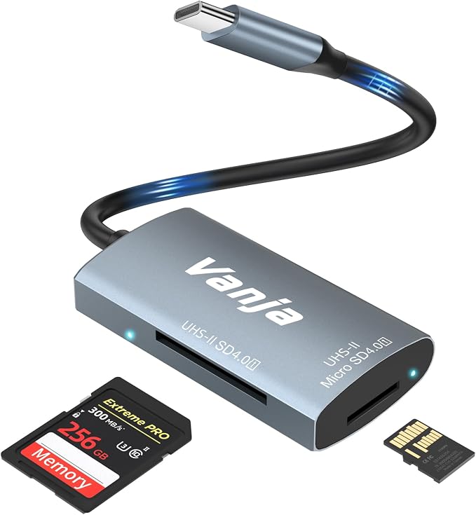 Vanja USB C SD 4.0 Card Reader, UHS-II Camera Memory Card Reader by Vanja