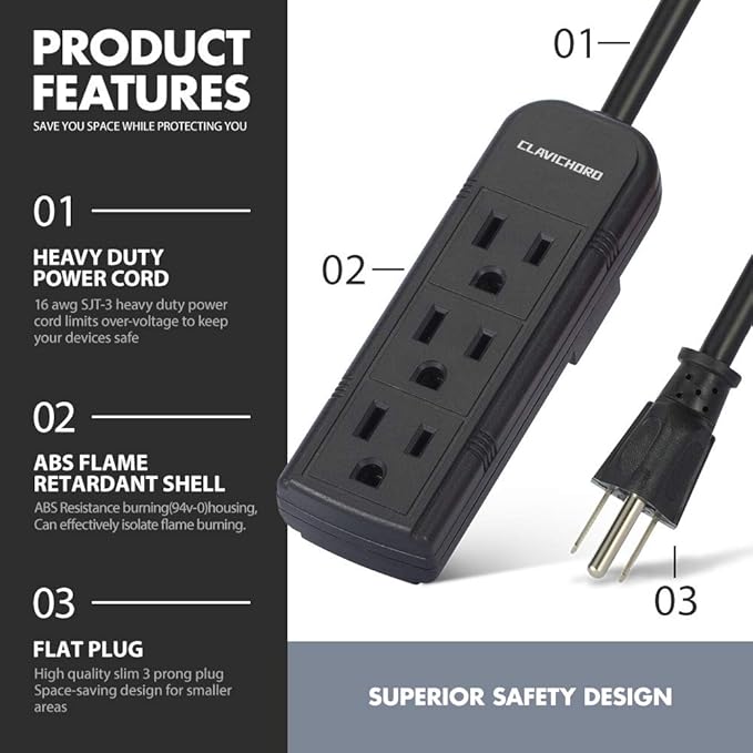 Power Strip with Flat Plug - Image 3