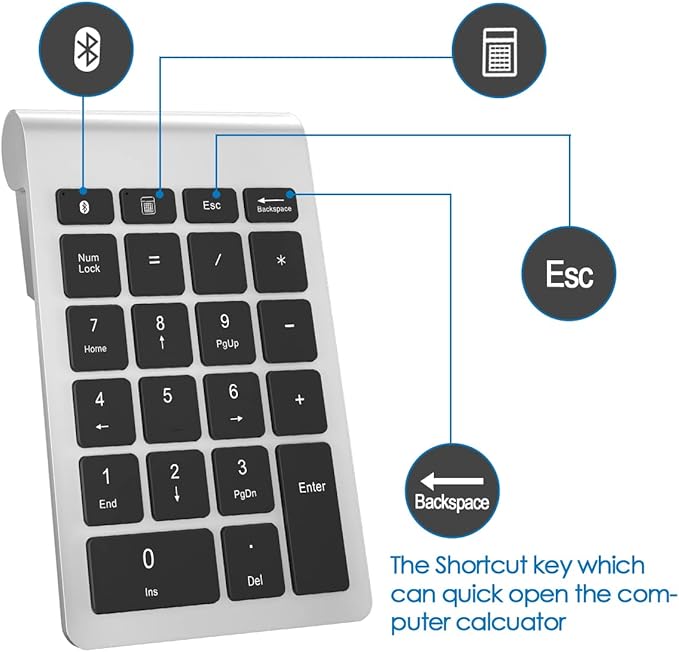 Foloda Number Pad for Laptop, Wireless Bluetooth Number Numeric Keypad Numpad - Image 6