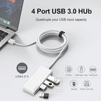 USB Hub, 2 ft Long Cable USB 3.0 Hub, USB Extender - Image 2