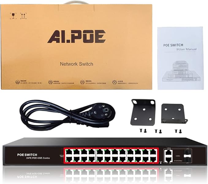STEAMEMO 28 Port PoE Switch, 24 PoE+ Port@ 360W, 2 Gigabit Uplink, 2*1G SFP - Image 7