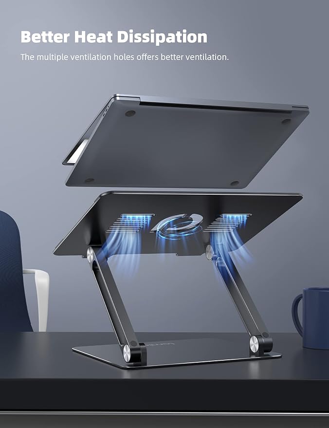 Lamicall Adjustable Laptop Stand, Portable Laptop Riser, Aluminum Laptop Stand - Image 3
